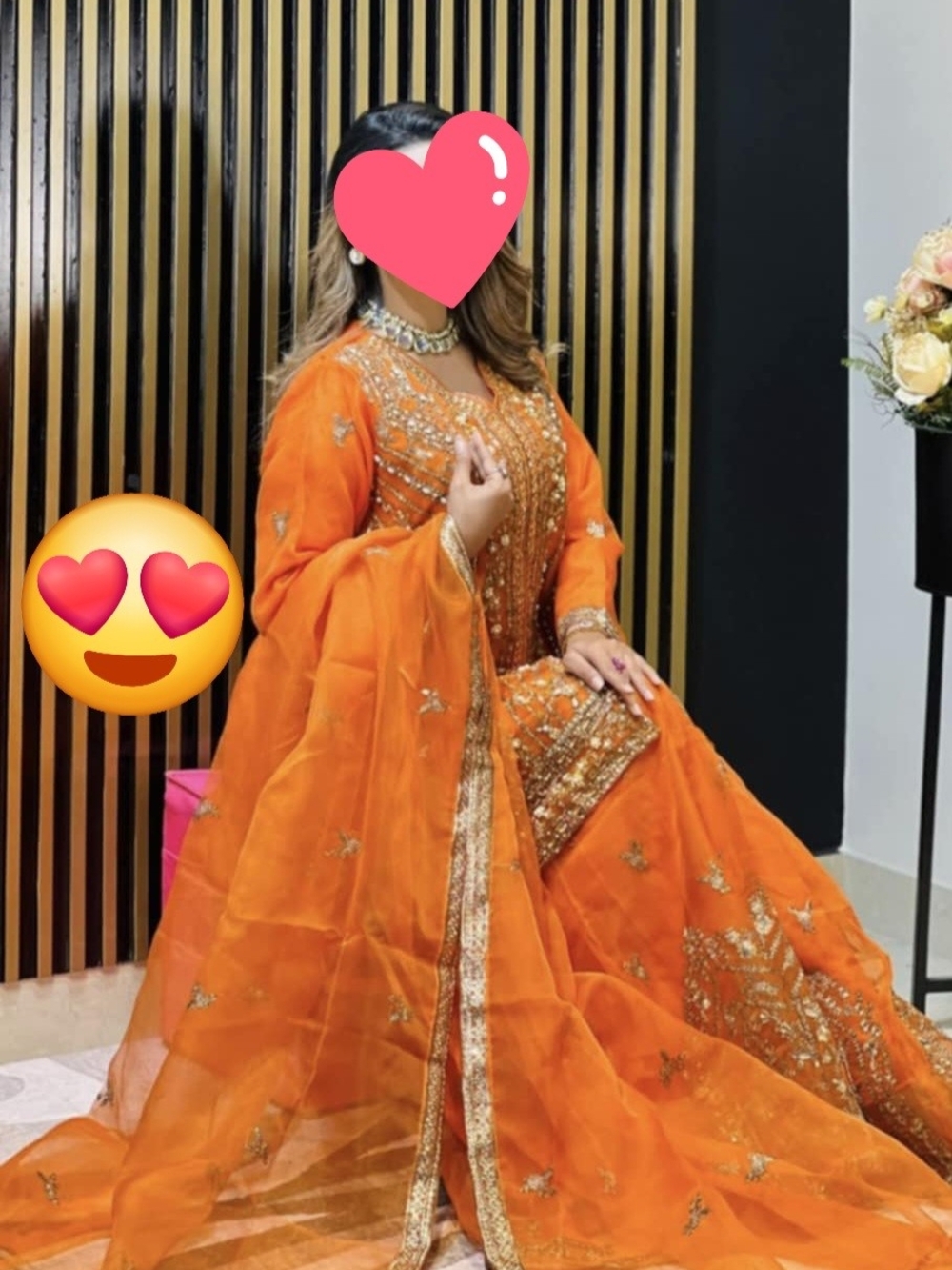 Orange Embellished Women's Formal Dress